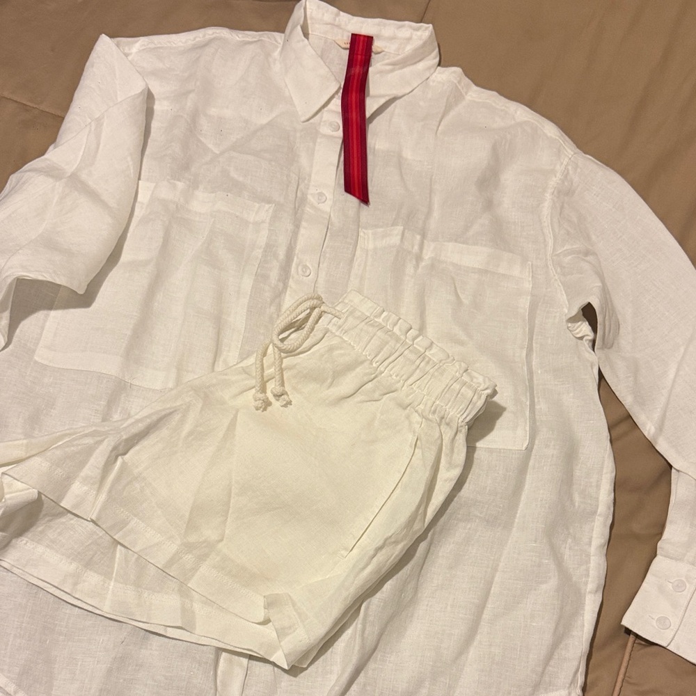 Left On Friday set White Shirt and short gateway button down oversized